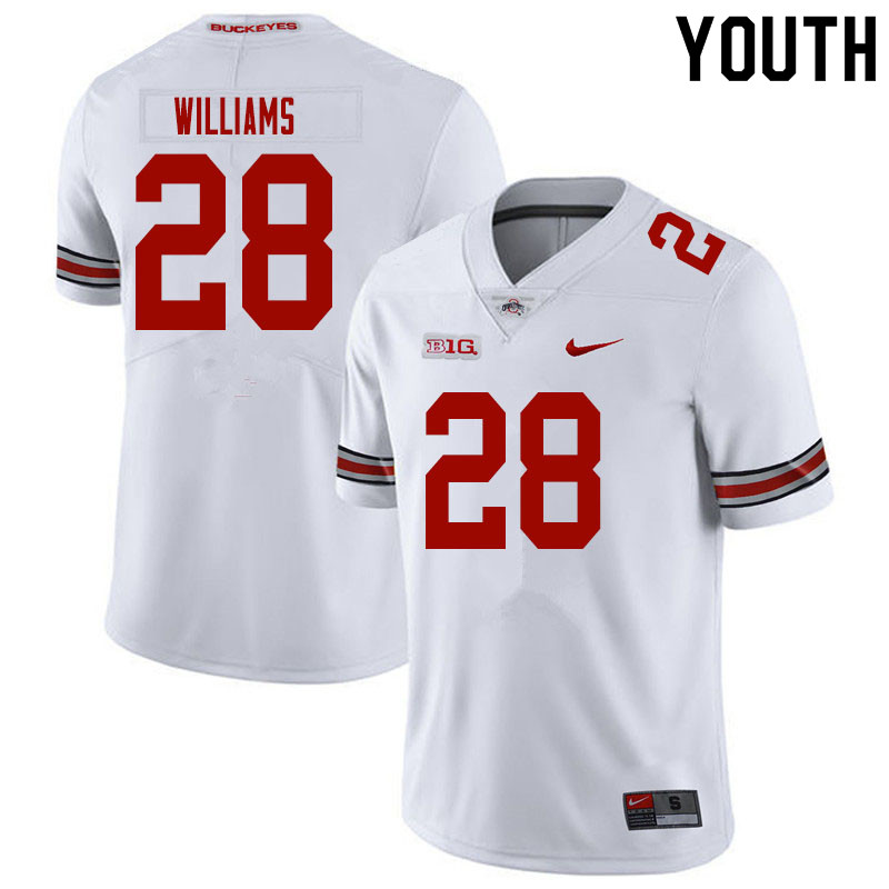 Ohio State Buckeyes Miyan Williams Youth #28 White Authentic Stitched College Football Jersey